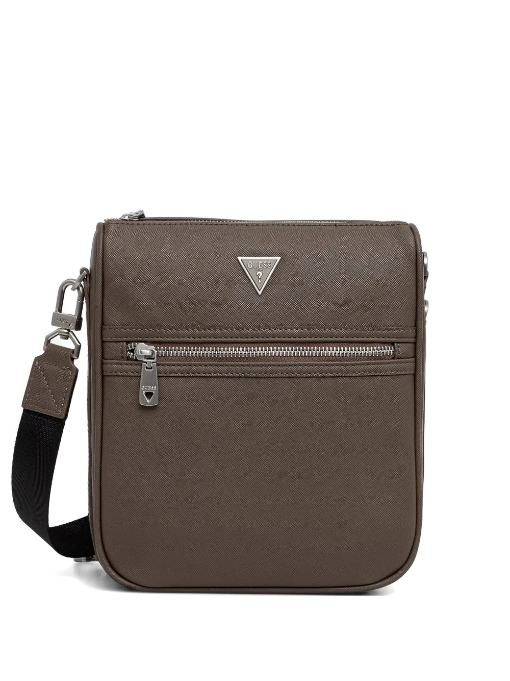 GUESS USA Milano logo-plaque zip messenger bag - Brown