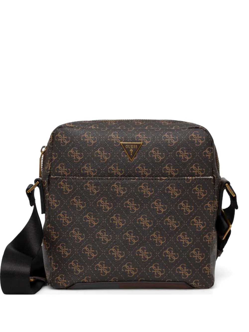 GUESS USA mini Torino monogram-pattern logo-plaque messenger bag - Brown