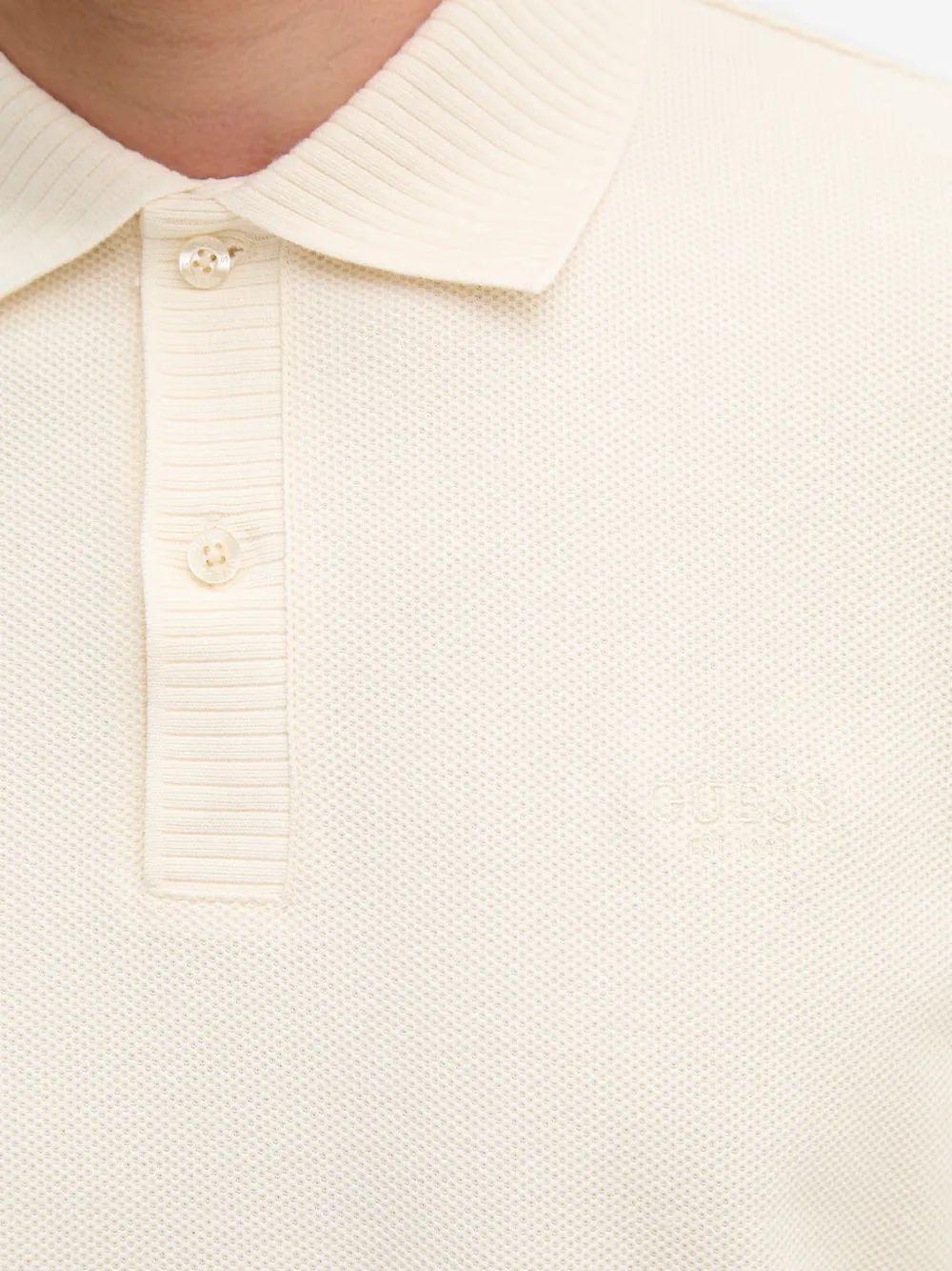GUESS USA Poloshirt met geribbelde afwerking Beige