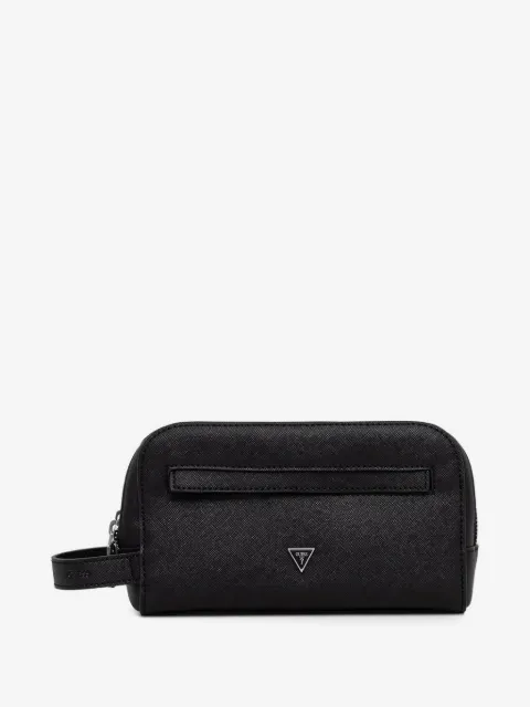 GUESS USA silver-tone logo wash bag