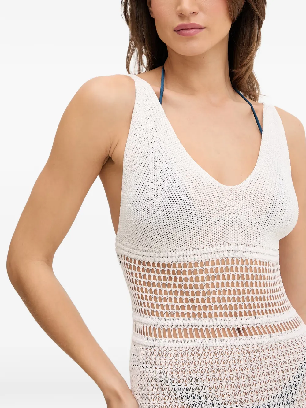 GUESS USA Gehaakte jurk met V-hals Wit