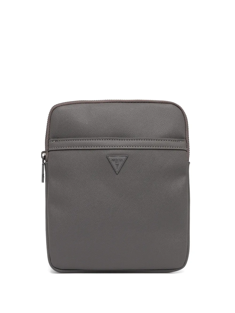 GUESS USA logo-plaque cross-hatch messenger bag - Grey