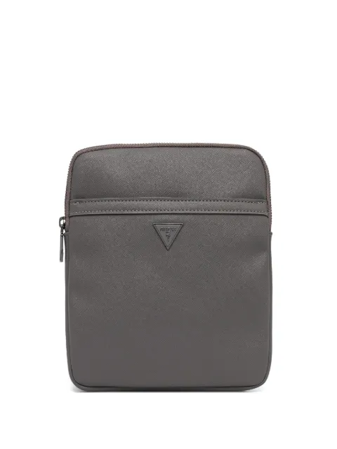 GUESS USA logo-plaque cross-hatch messenger bag