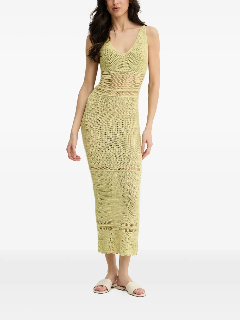 GUESS USA Openwork Knitted Maxi Dress | Green | FARFETCH