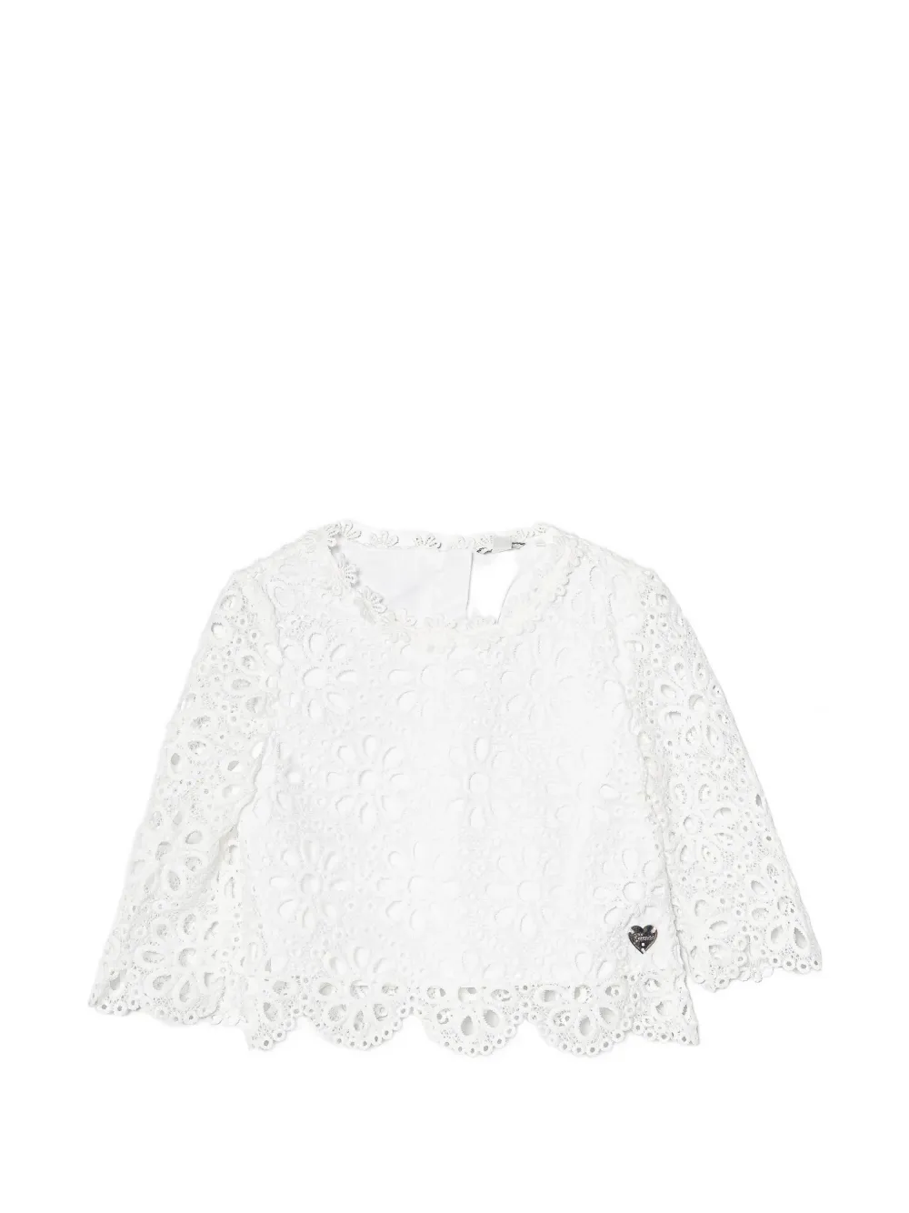 Guess kids floral-lace scalloped-hem top Wit