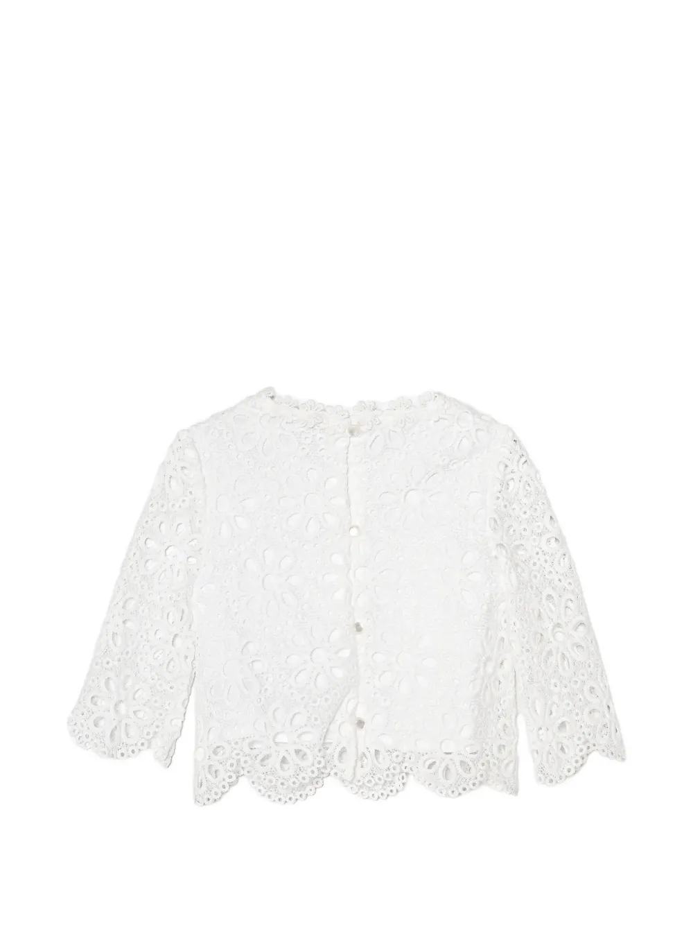 guess kids floral-lace scalloped-hem top Wit