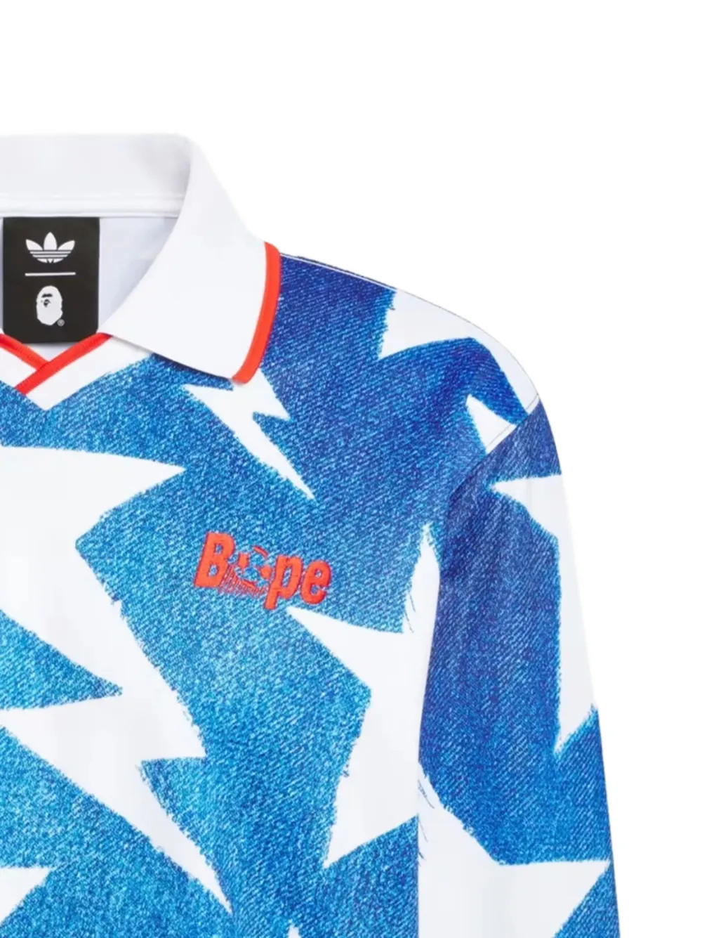 adidas x BAPE T-shirt met sterrenprint en lange mouwen Blauw