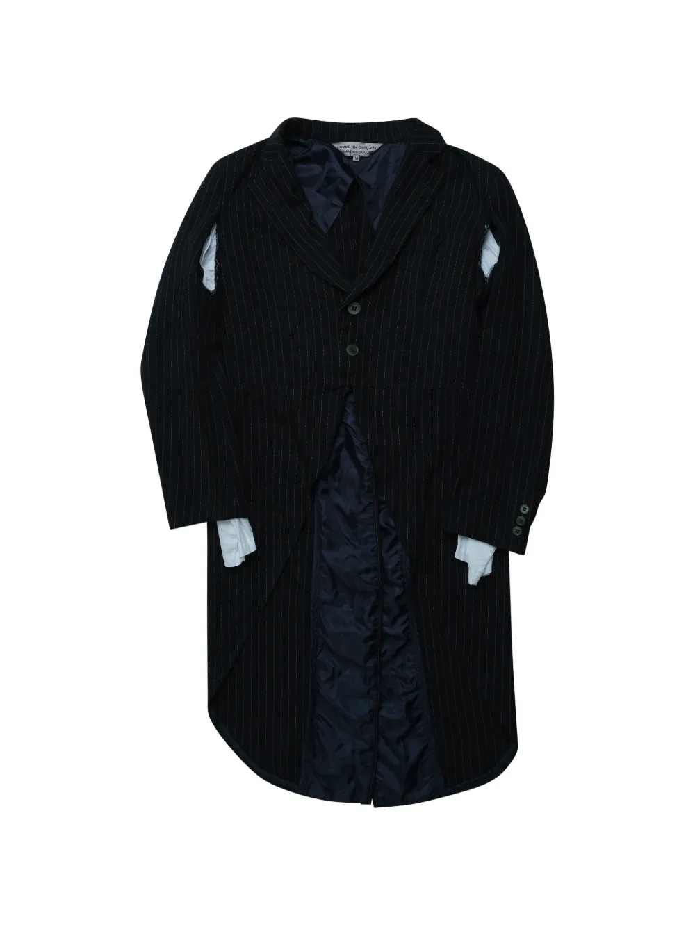 Comme Des Garçons Comme Des Garçons pinstripe-pattern cutout coat - Nero