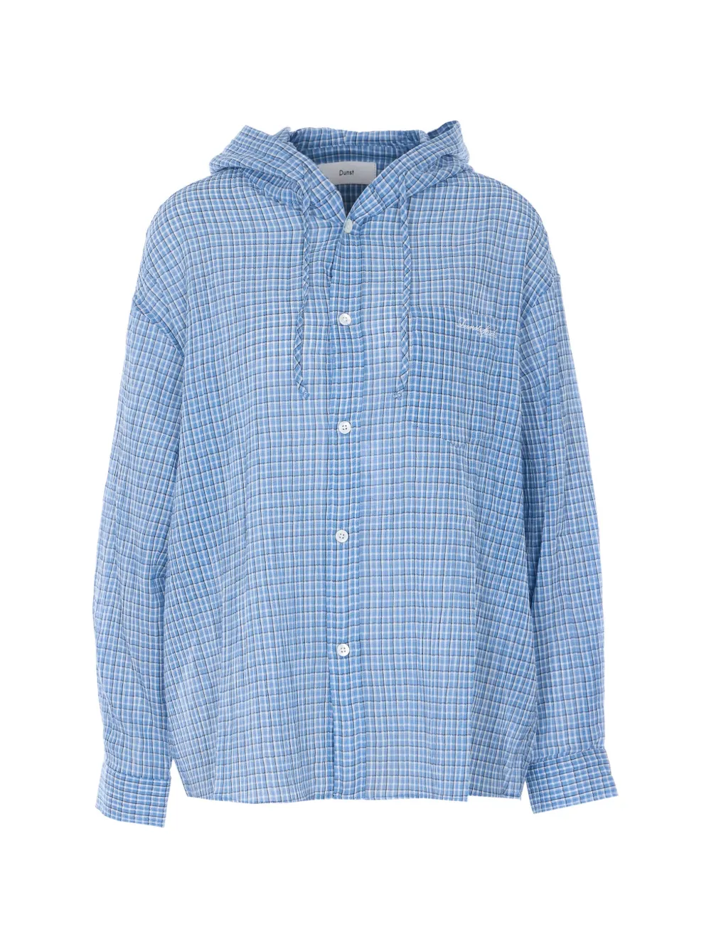 DUNST hooded checked-pattern shirt - Blu