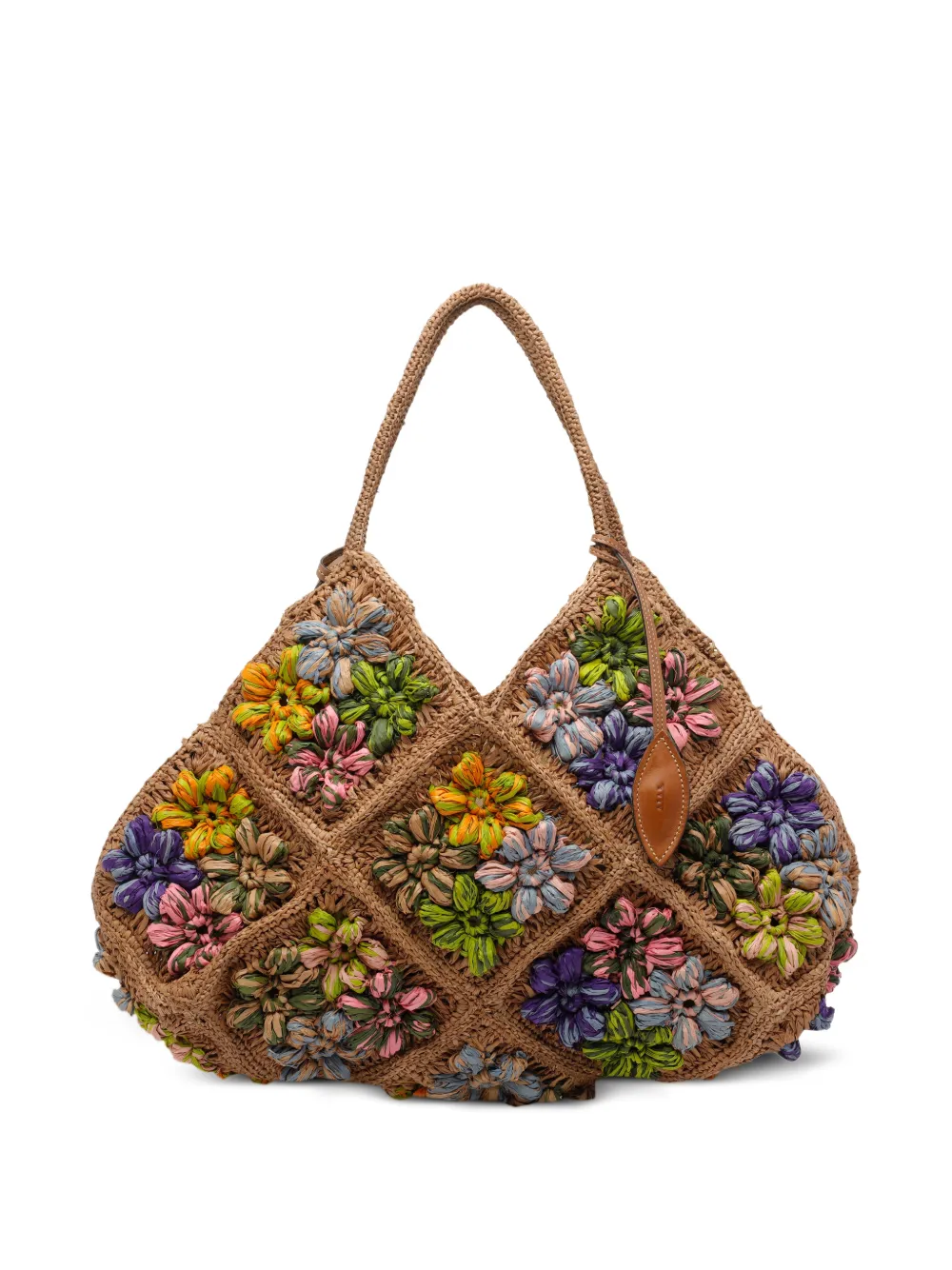 AFAR raffia floral-embroidery tote bag - Toni neutri