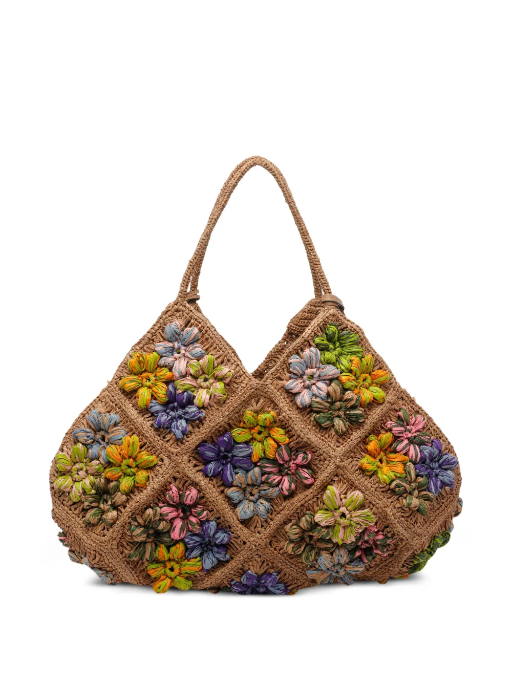  Afar Raffia Floral-embroidery Tote Bag - Neutrals 