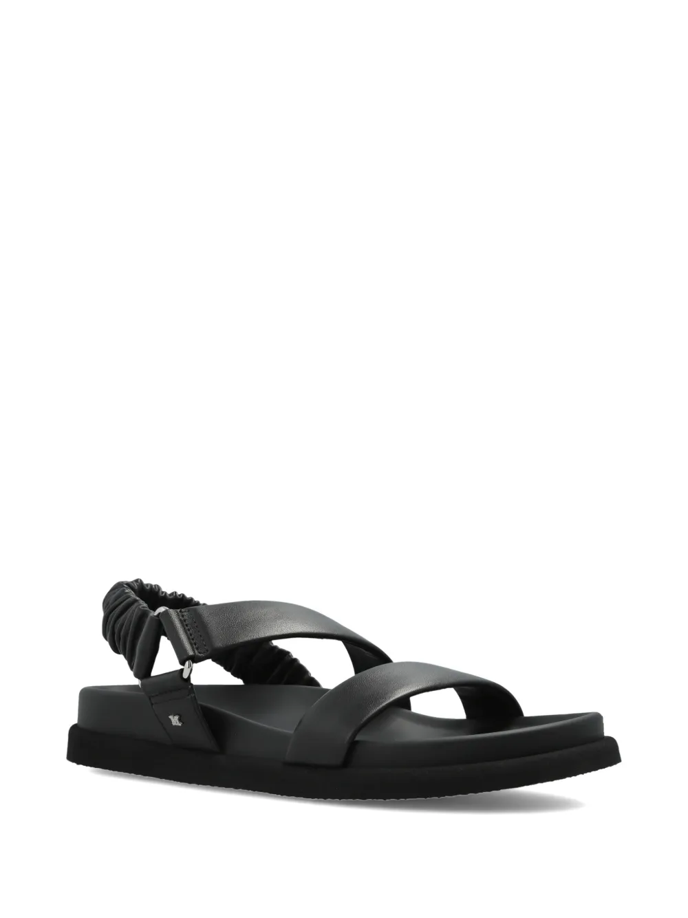 Max Mara Macro leren sandalen met ruches Zwart