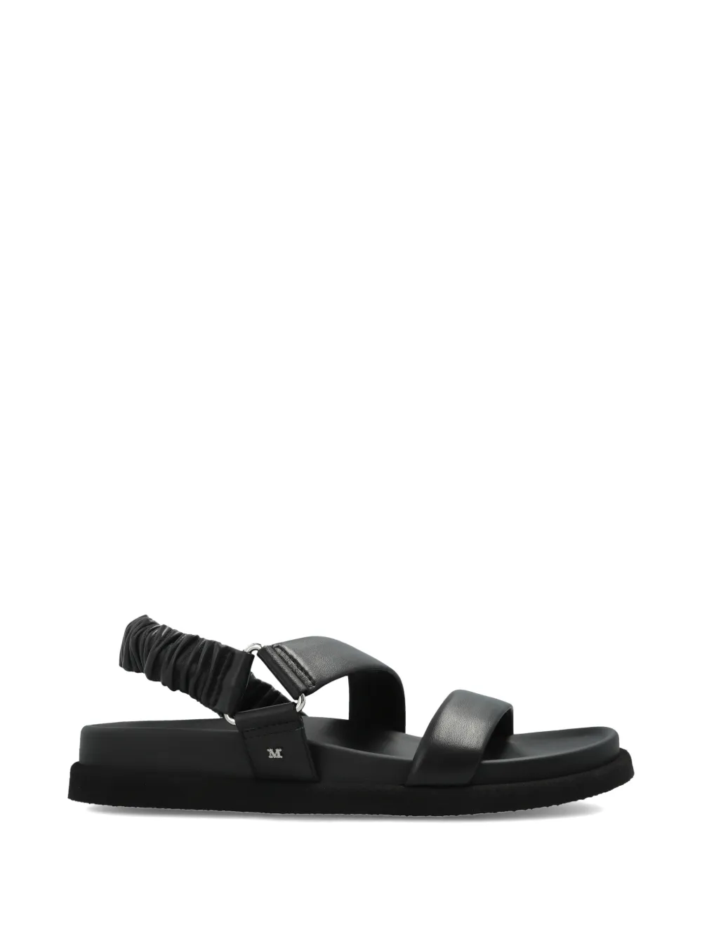 Max Mara Mxamacro Ruched Strap Leather Sandals In Black