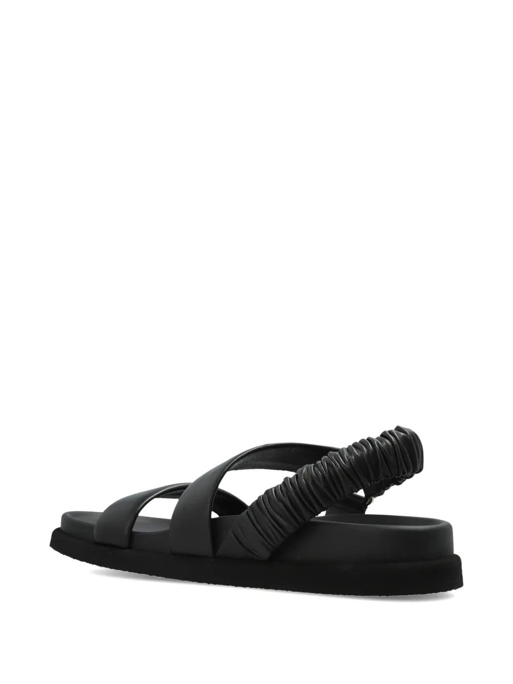 Max Mara Macro leren sandalen met ruches Zwart