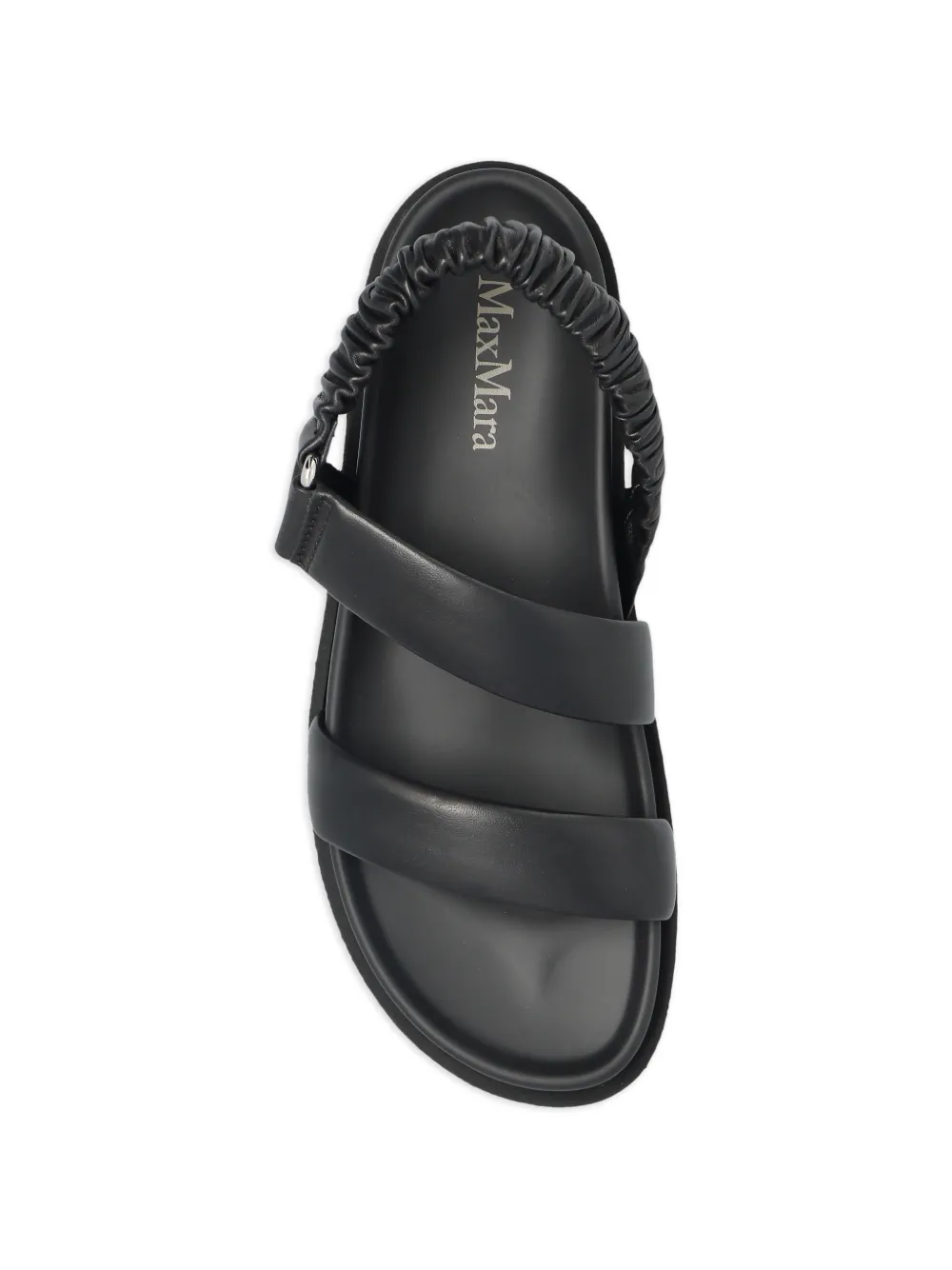 Max Mara Macro leren sandalen met ruches Zwart