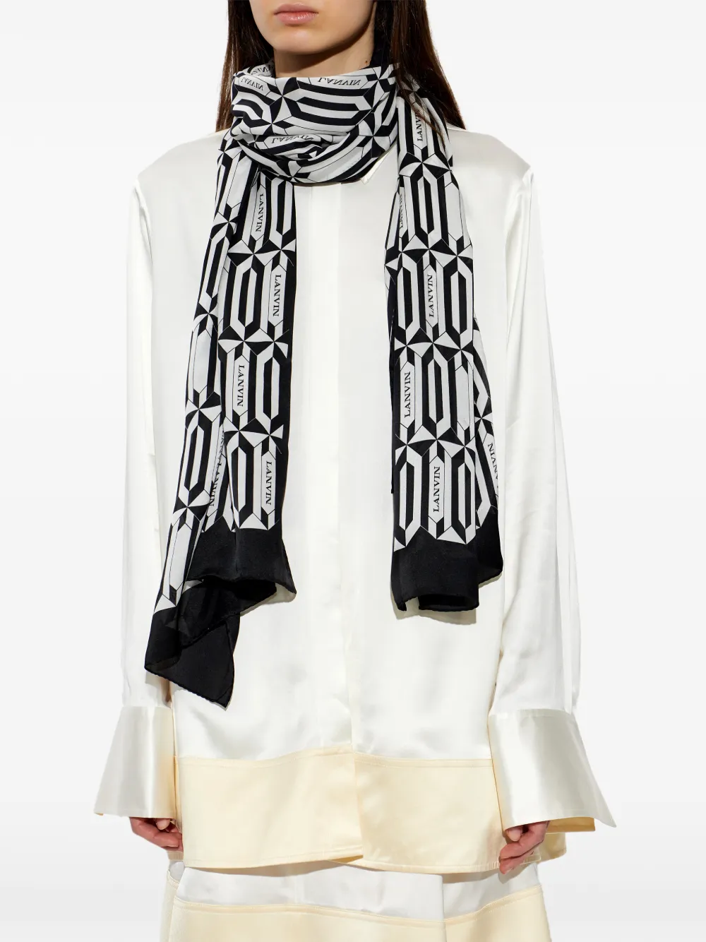 Lanvin geometric-print scarf - Nero