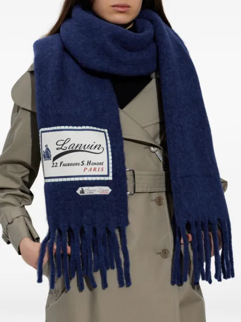 Lanvin logo-appliqué fringed scarf