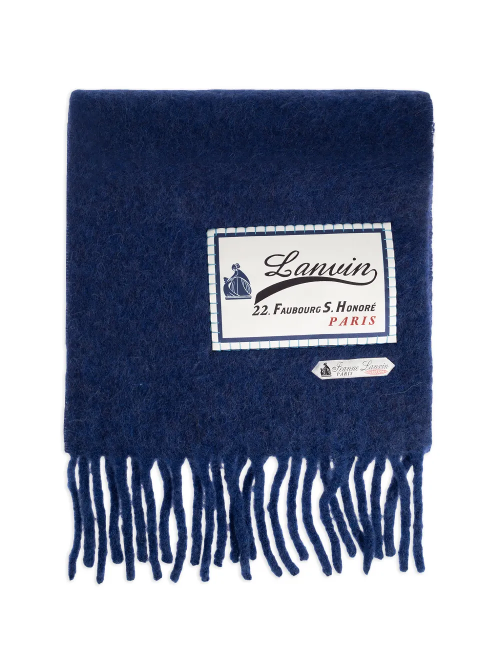 Lanvin logo-appliqué fringed scarf - Blau
