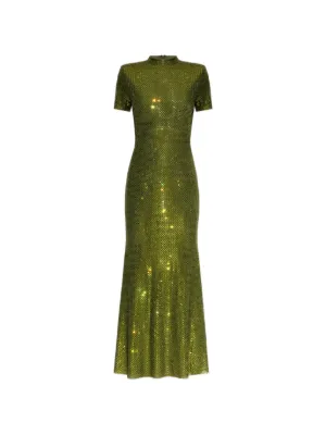 emerald green sequin midi dress Bandeau Sequin & Velvet Midi Dress - Emerald Green main image 0