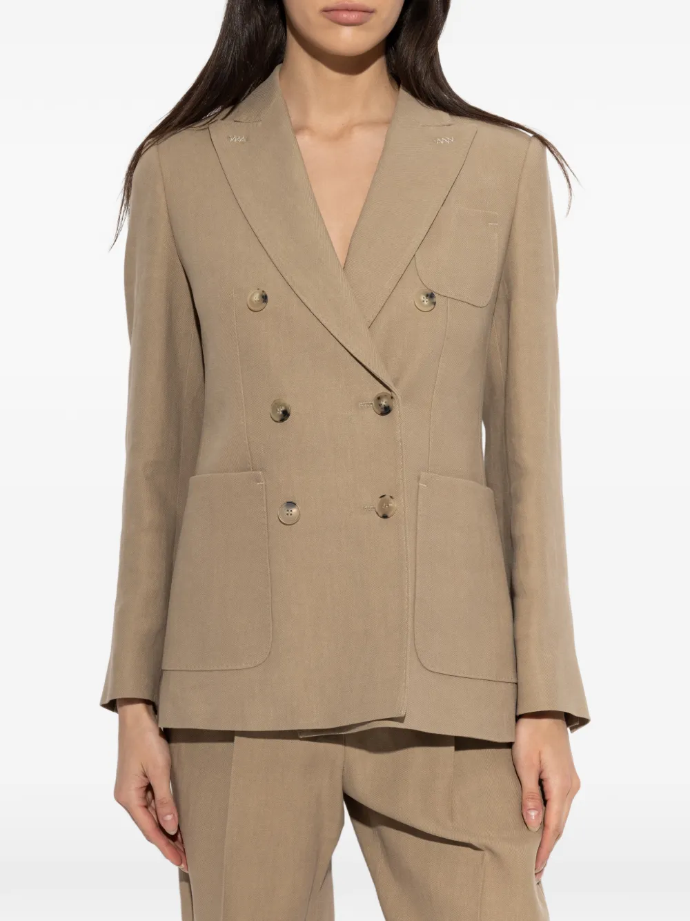 Max Mara Hennep blazer met dubbele rij knopen Beige