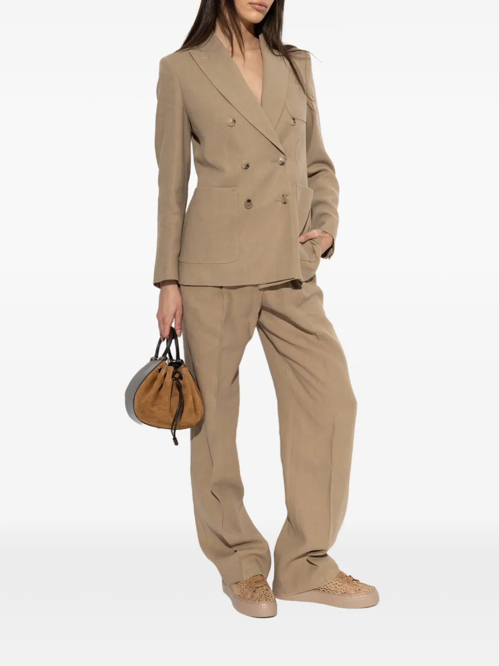 Max Mara Hennep blazer met dubbele rij knopen Beige