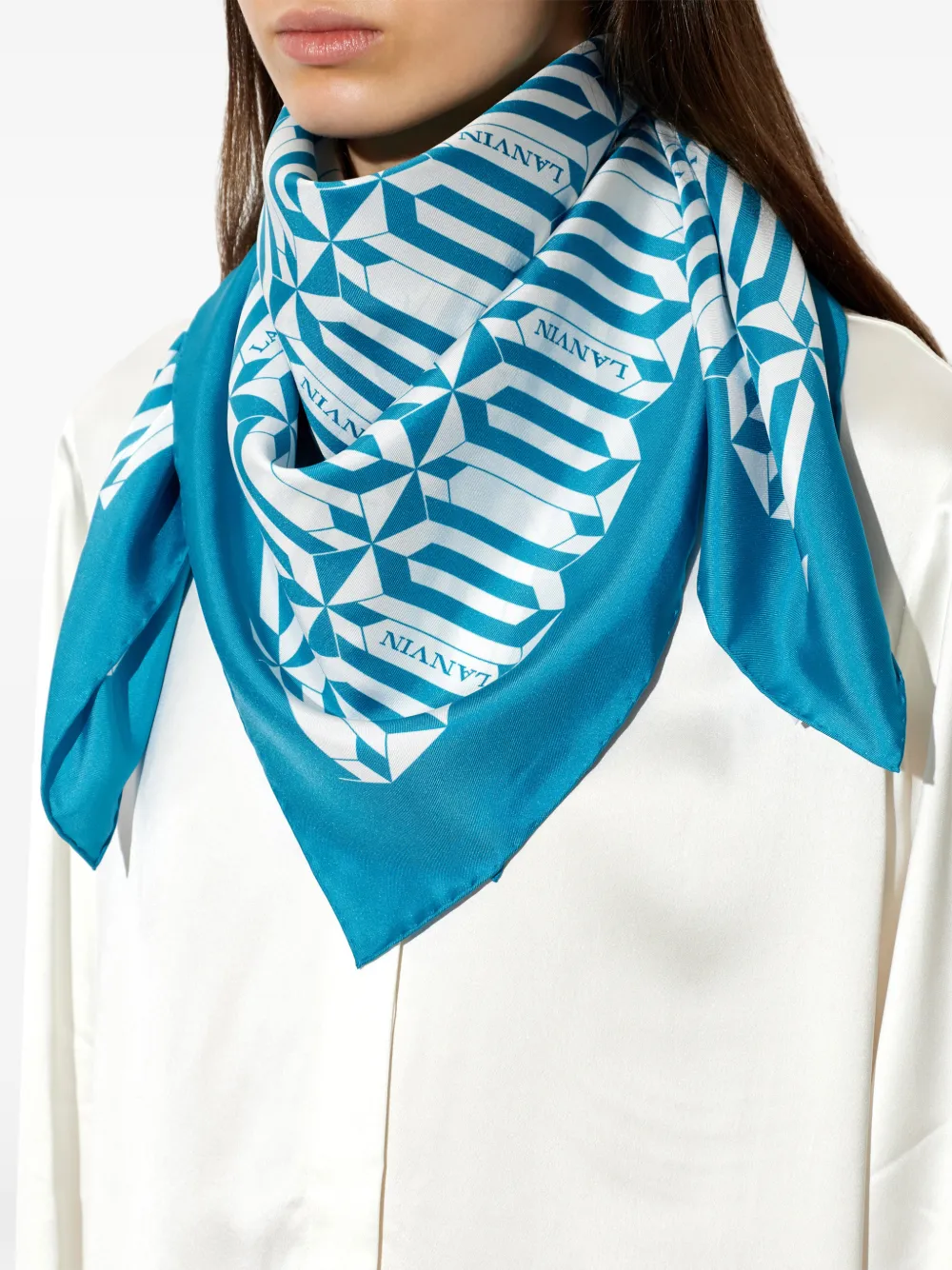 Lanvin Sjaal met geometrische print Blauw