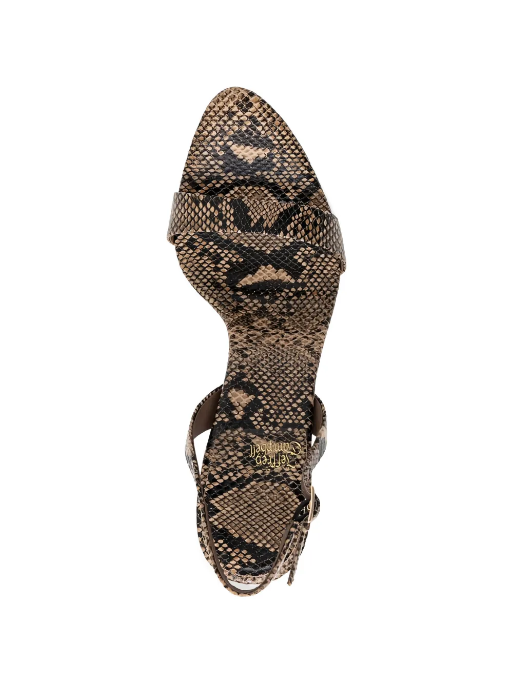 Jeffrey Campbell Sandalen met slangenprint en hak Beige