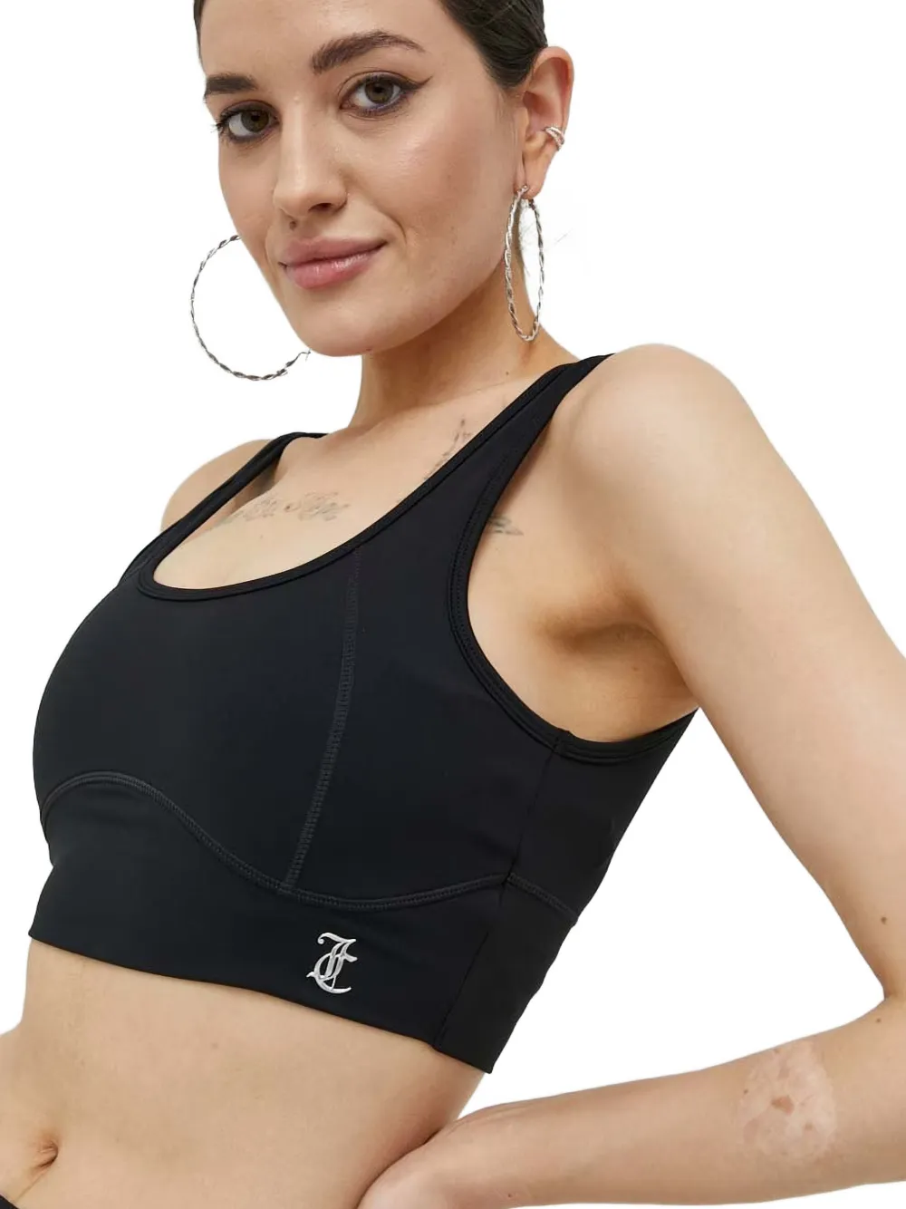 Juicy Couture Lazlo logo-plaque sports bra Zwart