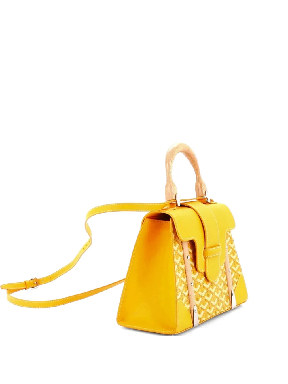 Pre-owned Goyard Saigon Top Handle Bag Coated Canvas With Leather Pm Satchel In Orange