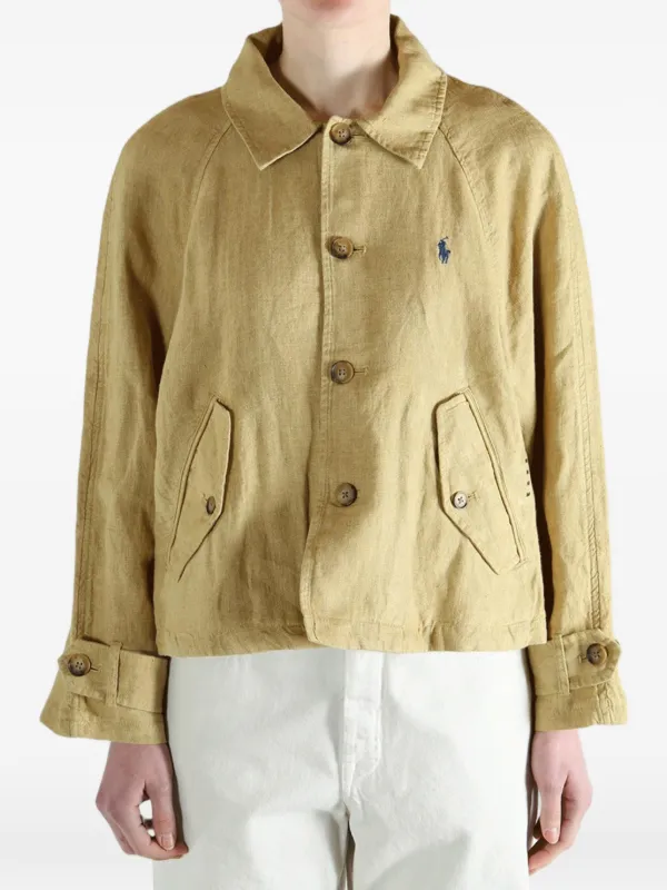 Polo Ralph Lauren raglan-sleeve Linen Jacket | Neutrals | FARFETCH