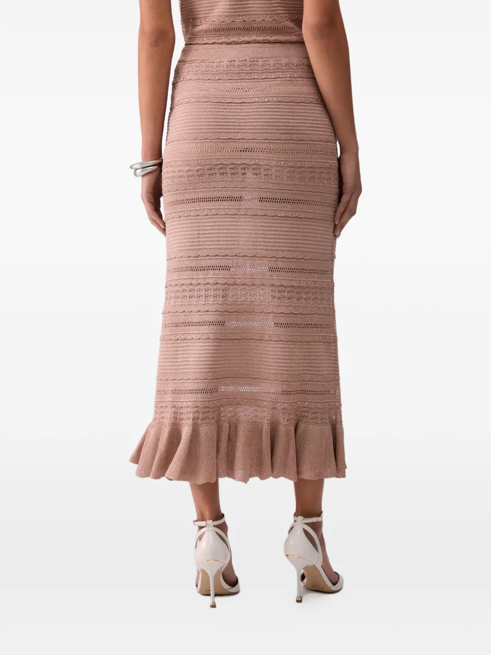  Liu Jo Openwork Knit Midi Skirt - Neutrals 