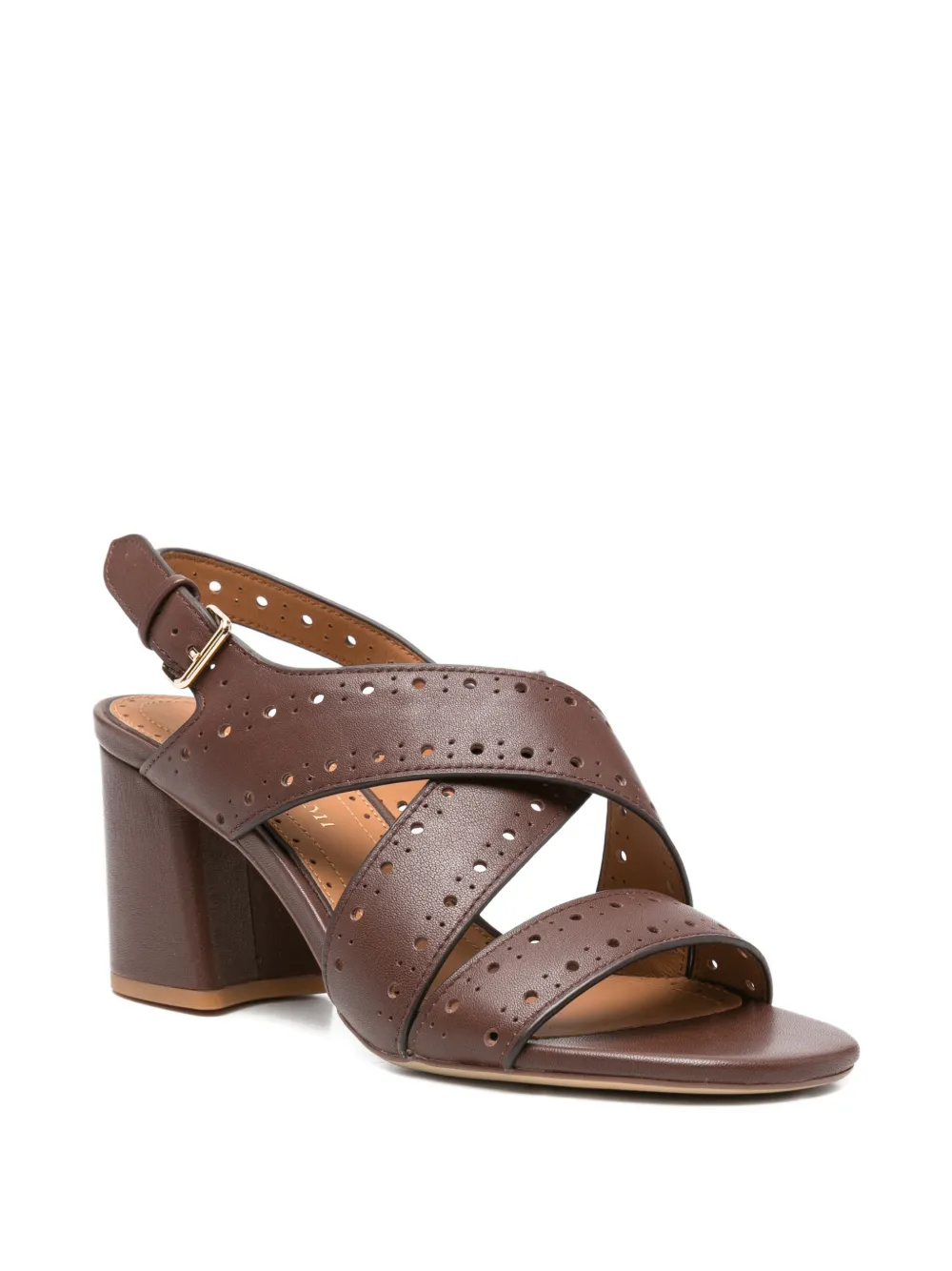 Bruno Premi Geperforeerde sandalen met gekruist detail Bruin