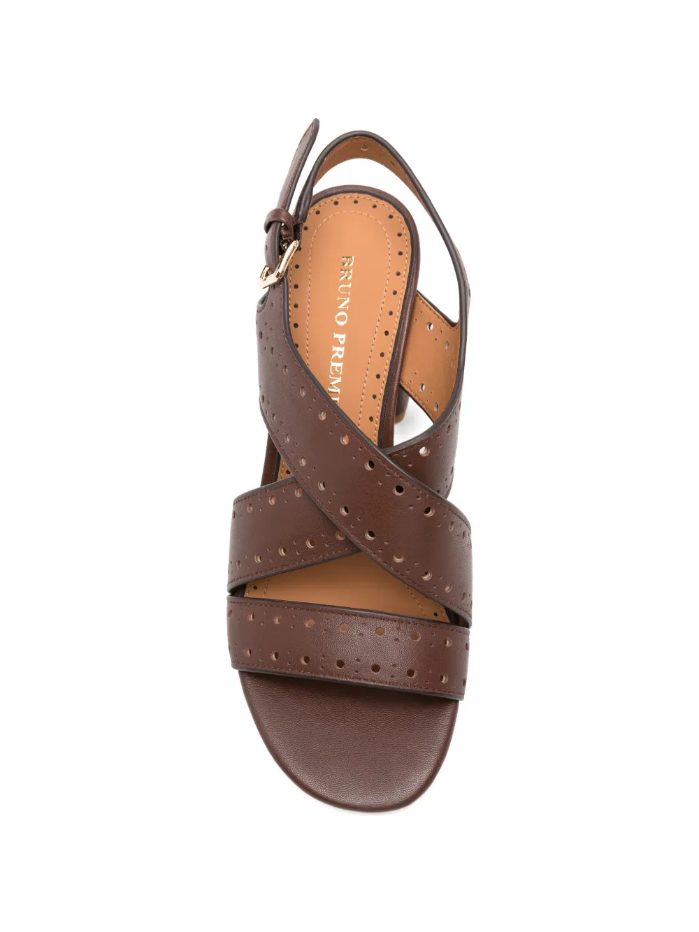 Bruno Premi Geperforeerde sandalen met gekruist detail Bruin