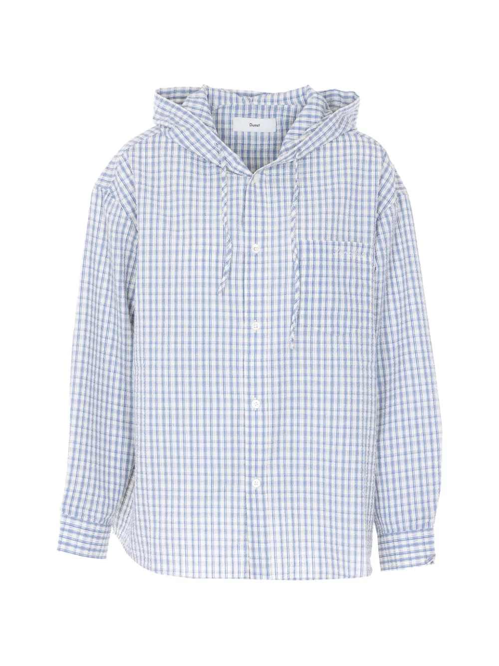 DUNST hooded checked-pattern shirt - Bianco