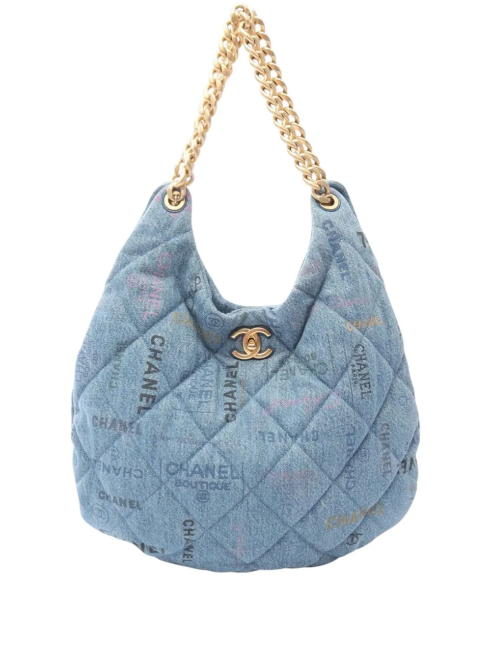 CHANEL Pre-Owned 2021-2026 Quilted Denim Mood hobo bag - Blu