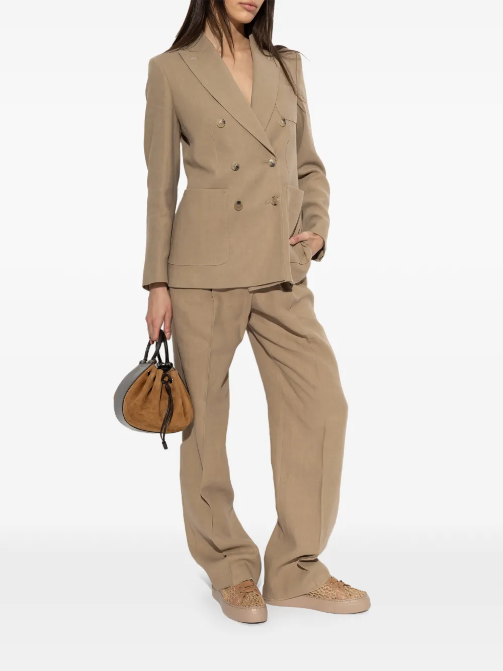 Max Mara Abate plooibroek met zak Bruin