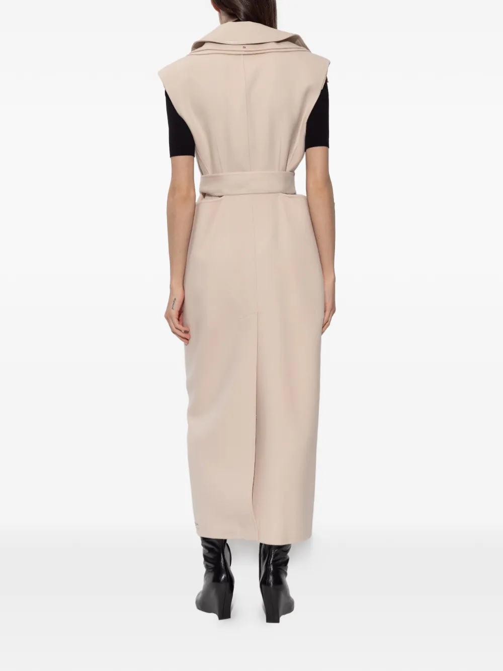 Sportmax Spsbosso mouwloze jas met ceintuur Beige