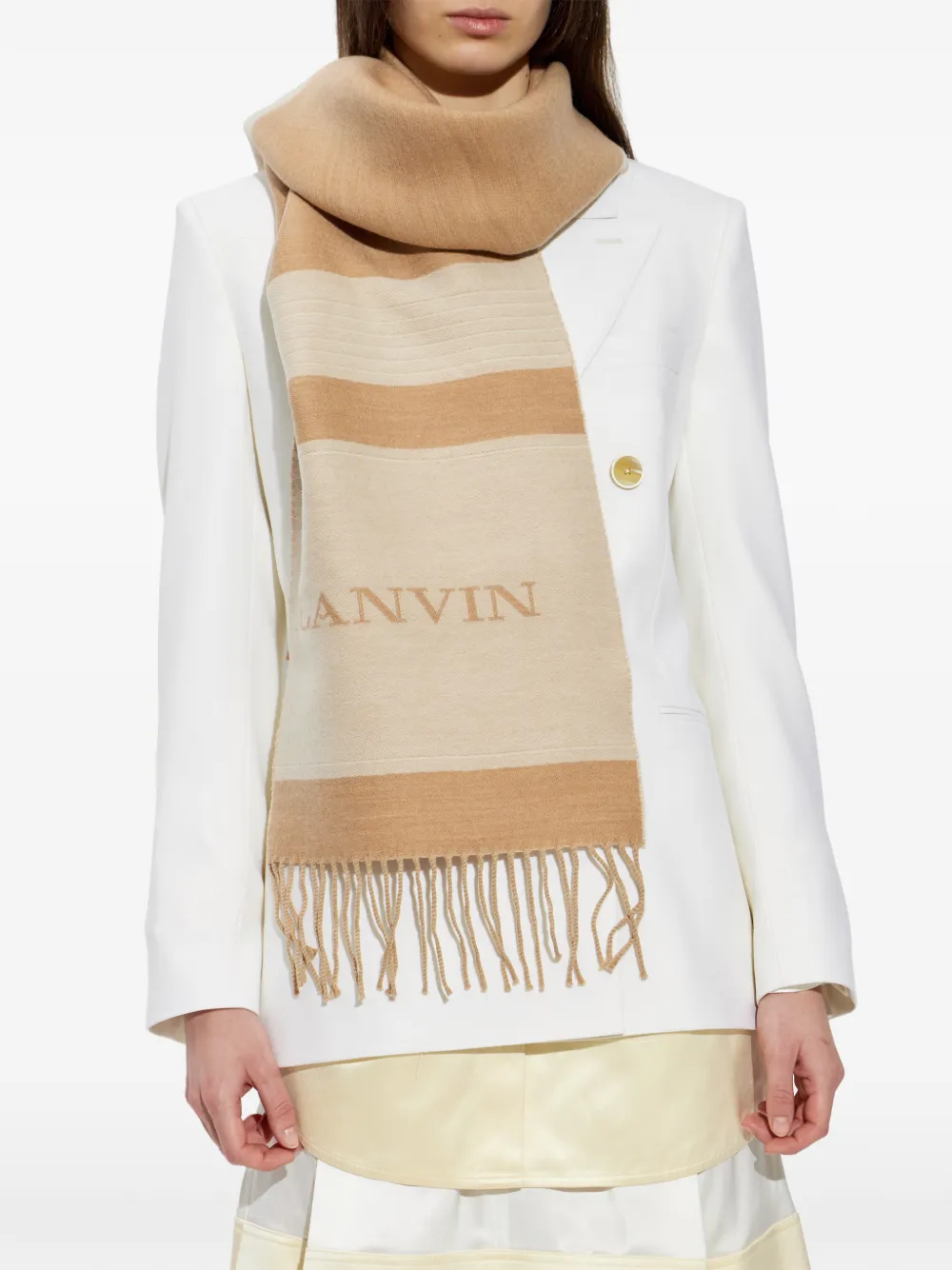 Lanvin Sjaal met franje Beige