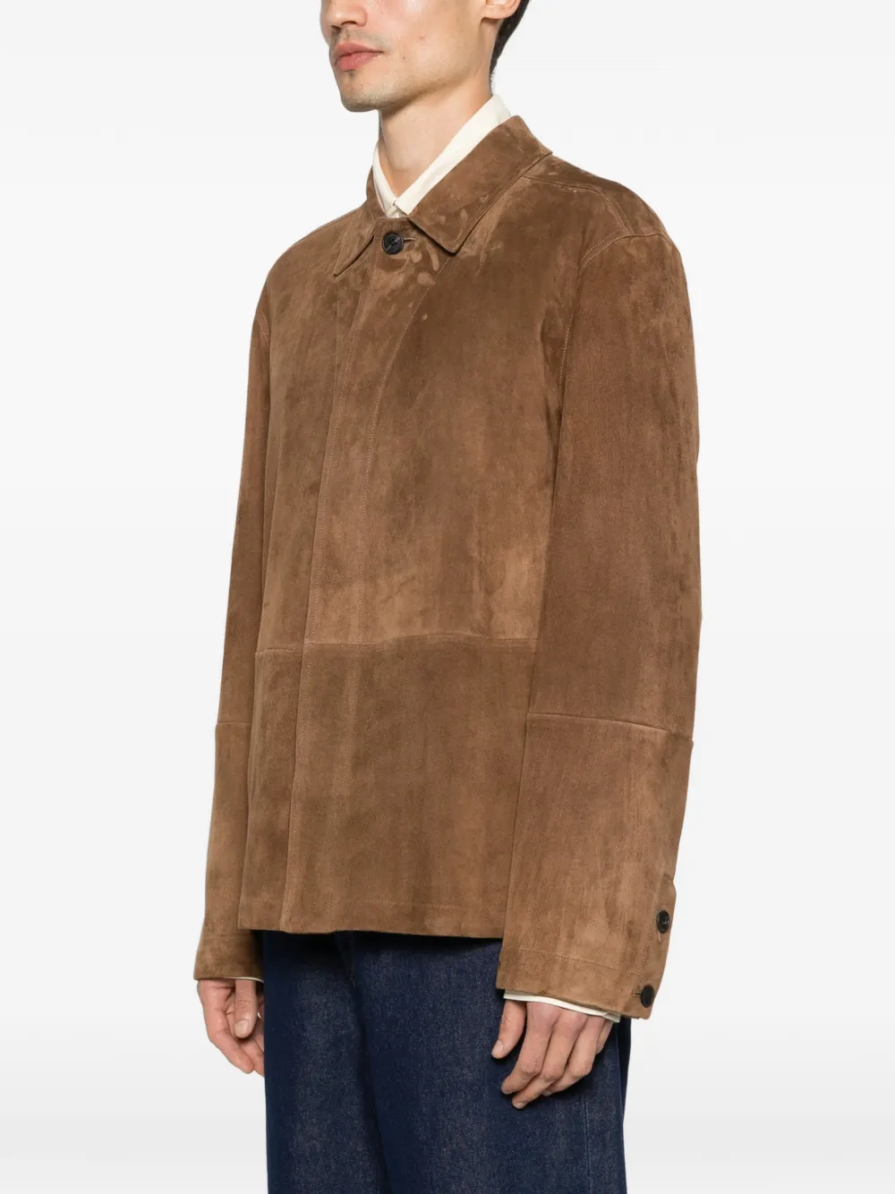 The Row Ulrich Suede Jacket In Brown
