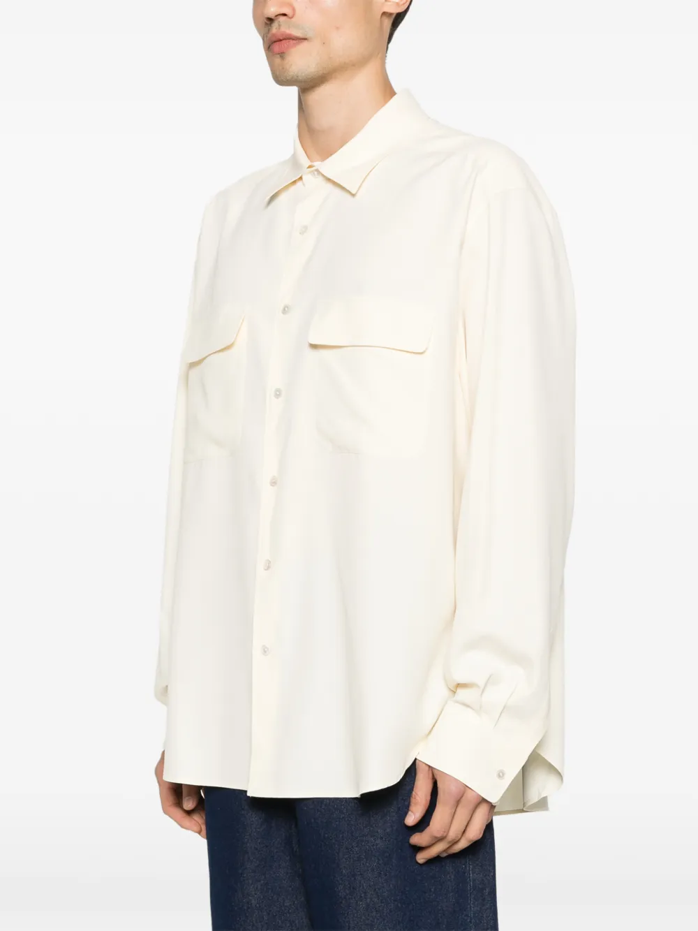 The Row Piou overhemd met zak Beige