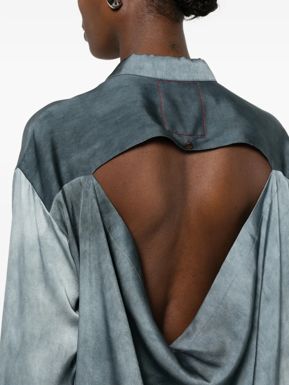 Uma Wang Zijden blouse met kleurverloop en knopen Blauw
