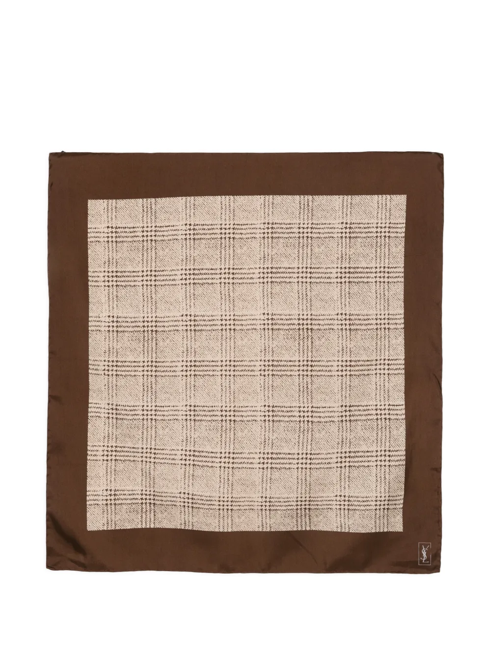 Pre-owned Saint Laurent 1990s Checked Silk Scarf In Brown