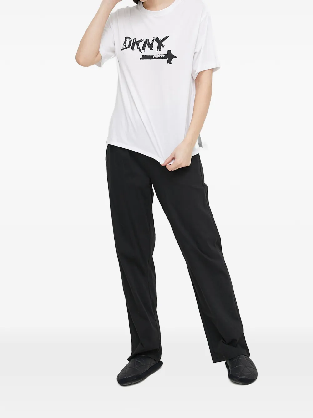 DKNY Pyjamatop met logoprint Wit