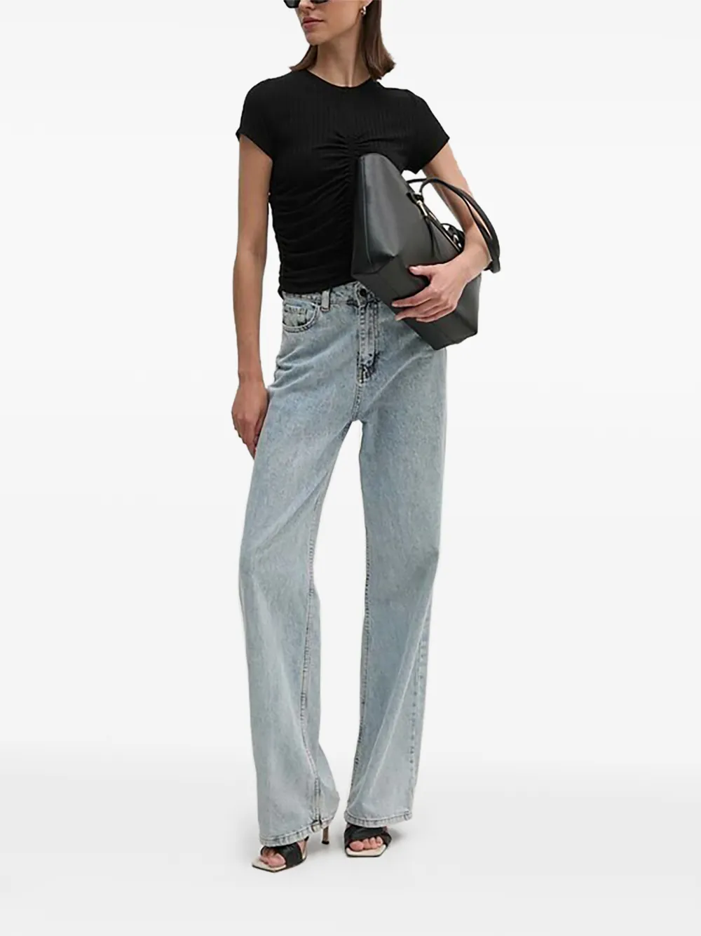 DKNY ribbed gathered T-shirt - Nero