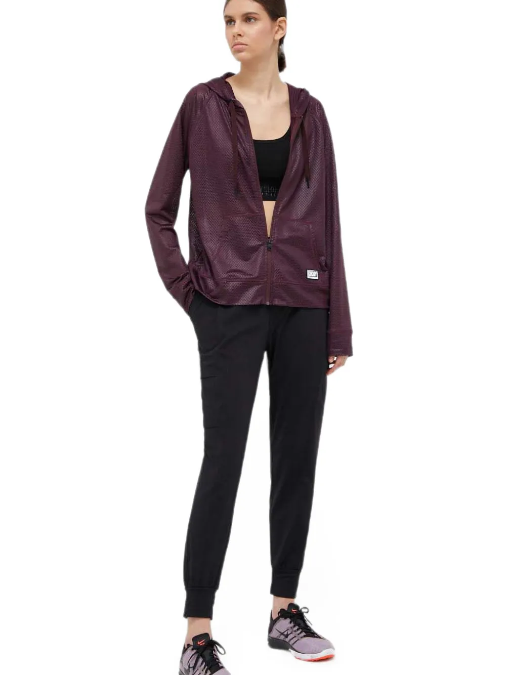 DKNY Top met capuchon en rits Paars