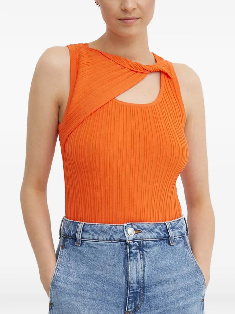 DKNY twisted-detail knitted top - Arancione