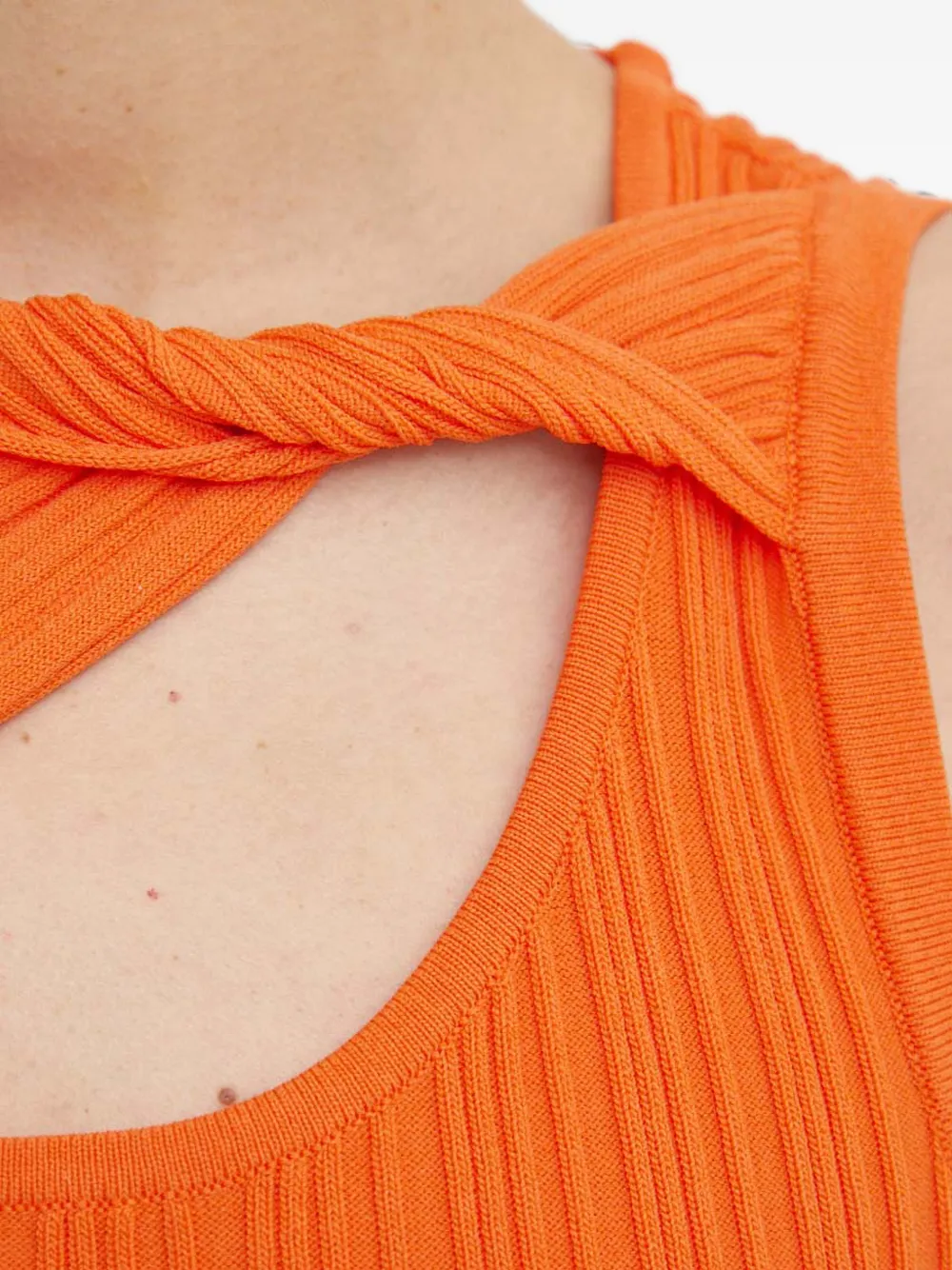 DKNY Gebreide top met gedraaid detail Oranje
