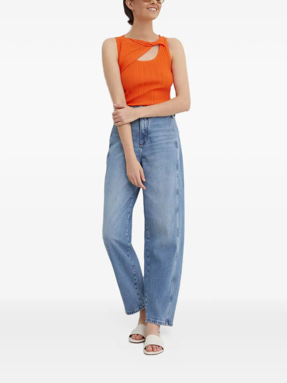 DKNY Gebreide top met gedraaid detail Oranje