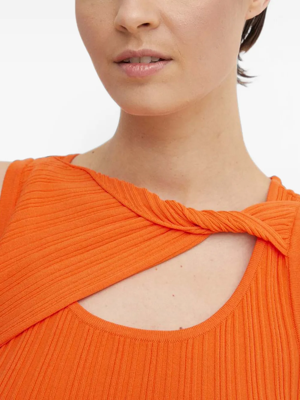 DKNY Gebreide top met gedraaid detail Oranje