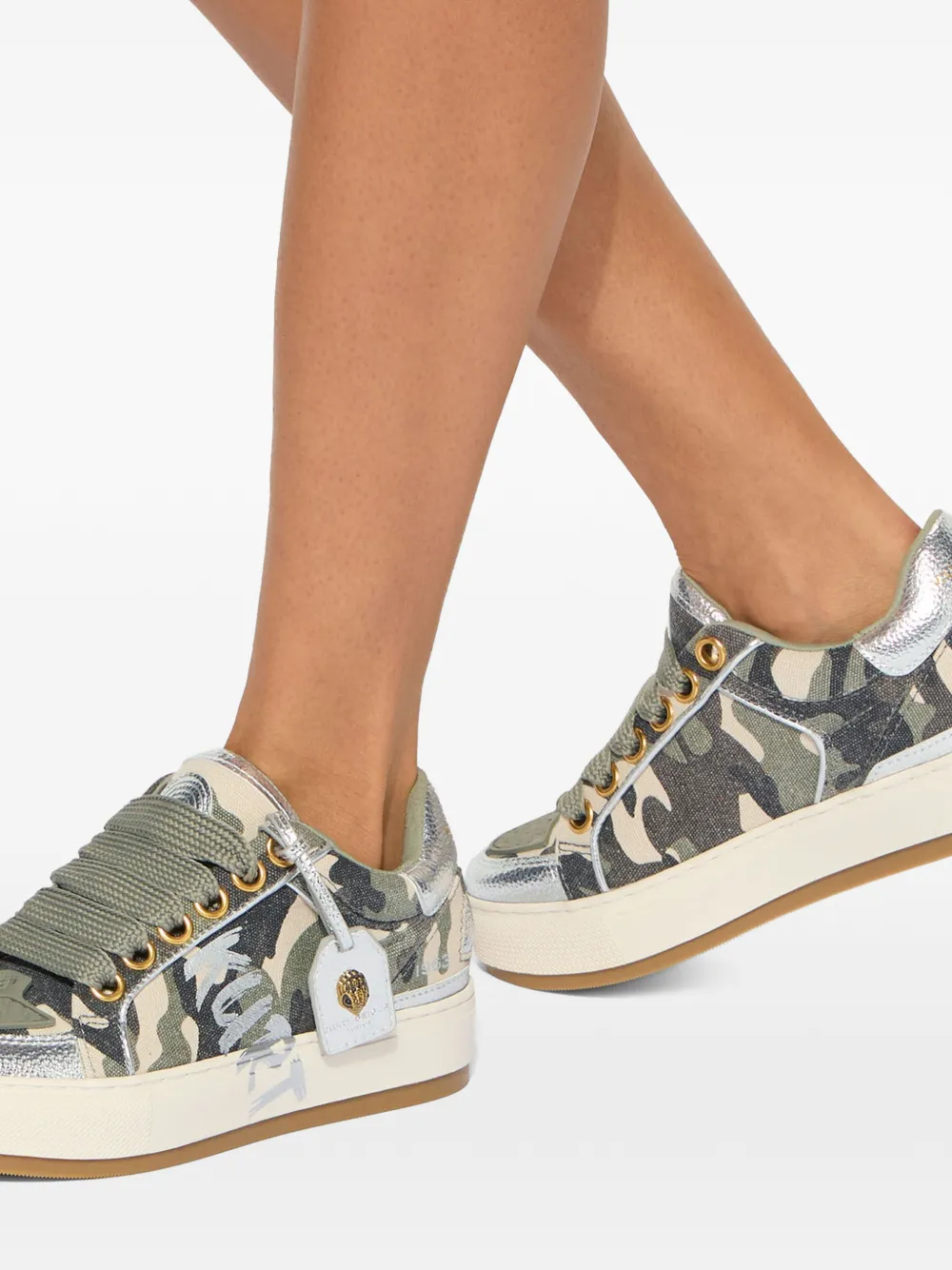Kurt Geiger London Camouflage sneakers met label Groen